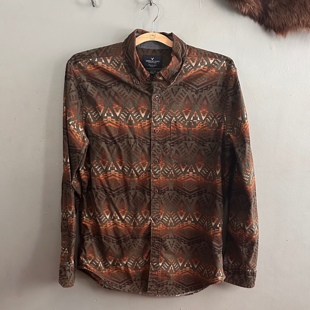 Native American American Eagle Aztec Tribal Southwestern SUPER SOFT Button Down